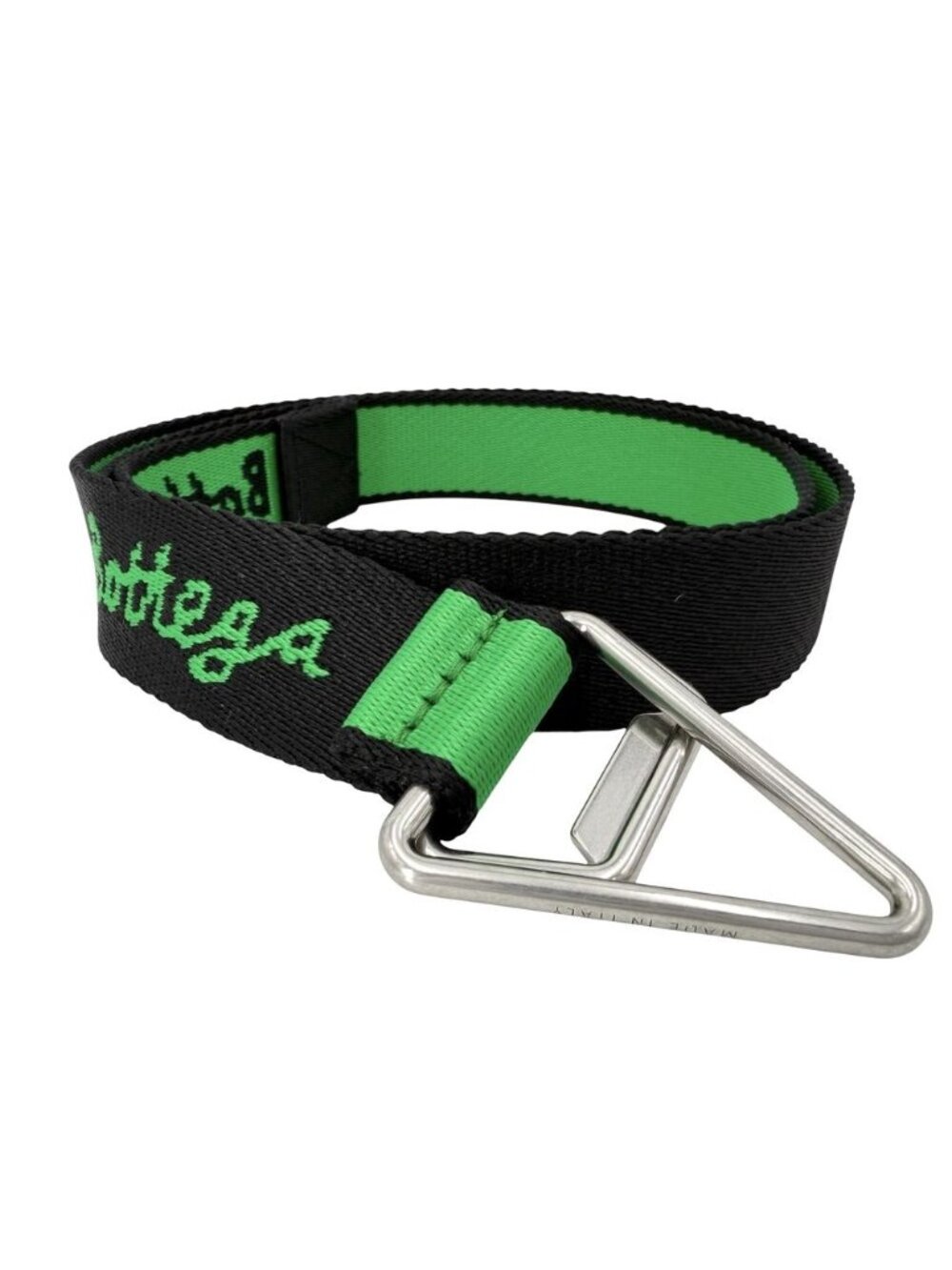 Bottega Veneta Belt Logo Canvas Black Green Silver